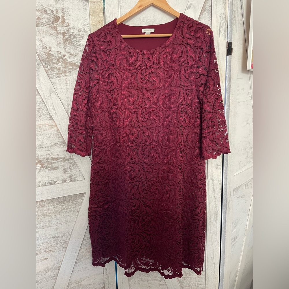Beautiful cranberry colored lace dress. Holiday dress!
